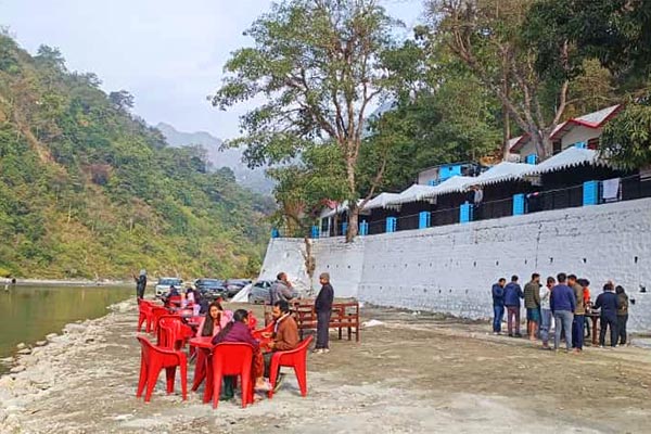 Riverside camp in Rishikesh
